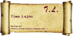 Tima Lajos névjegykártya